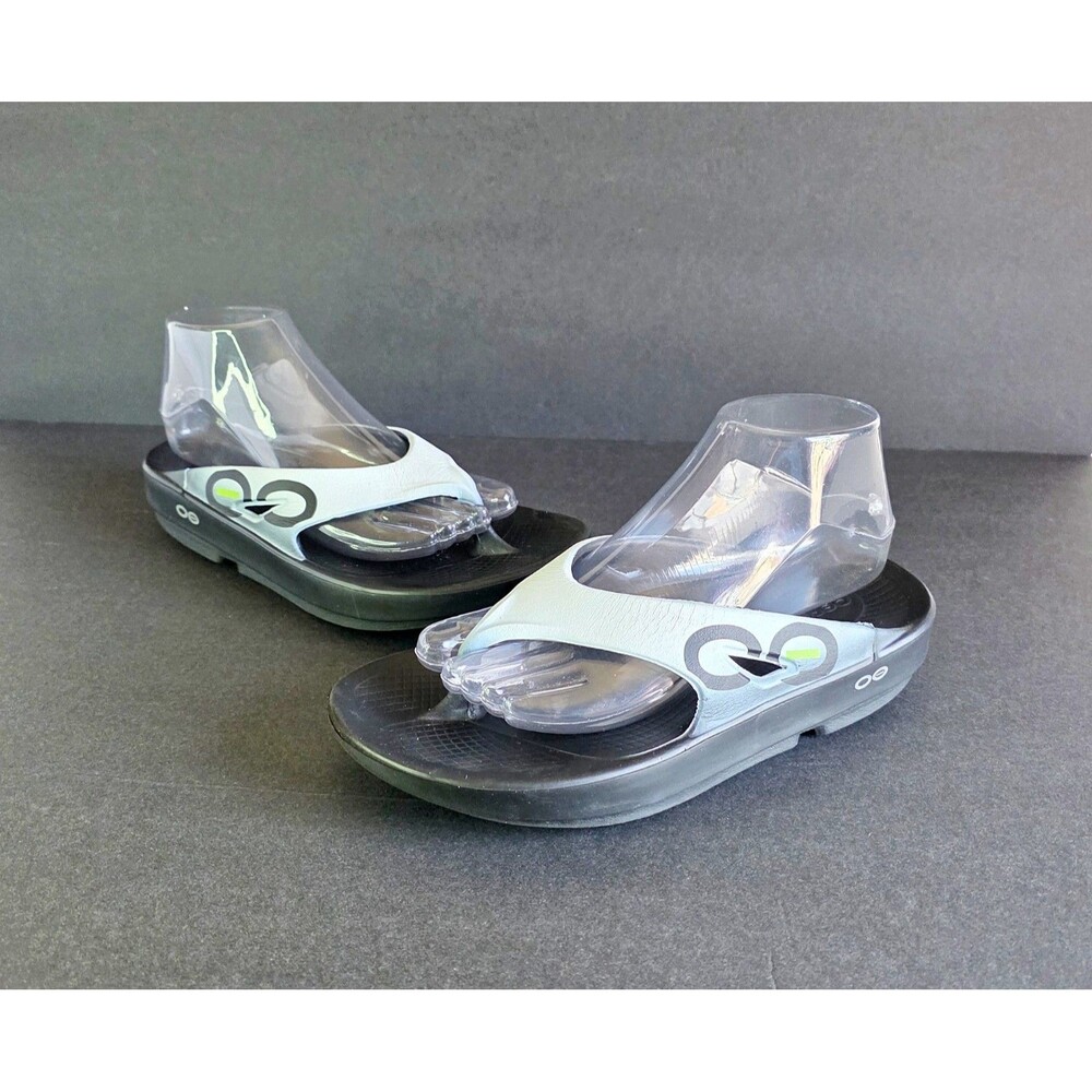 OOFOS OOriginal Ombre Logo Sport Flip Flops Women's 8 39 Chalk White Gray Black